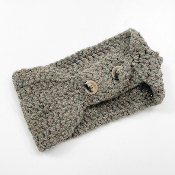 Brown/gray floral knit ear warmer headband - Picture 2 of 3